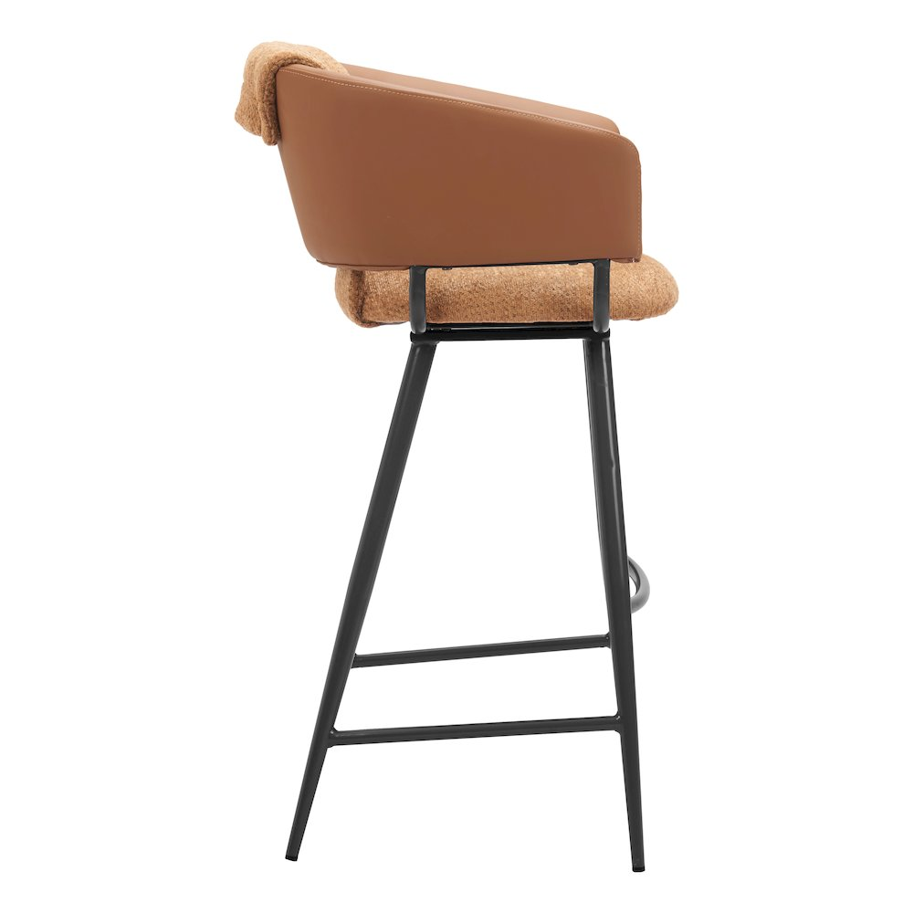 Set of two brown Juno Barstools by Start2Finish, featuring modern design with wooden legs and cushioned seats for kitchen or bar area.