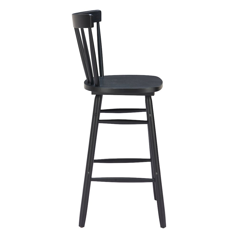 Set of two black Tyce Barstools by Start2Finish, modern furniture with sleek metal legs and cushioned seats.