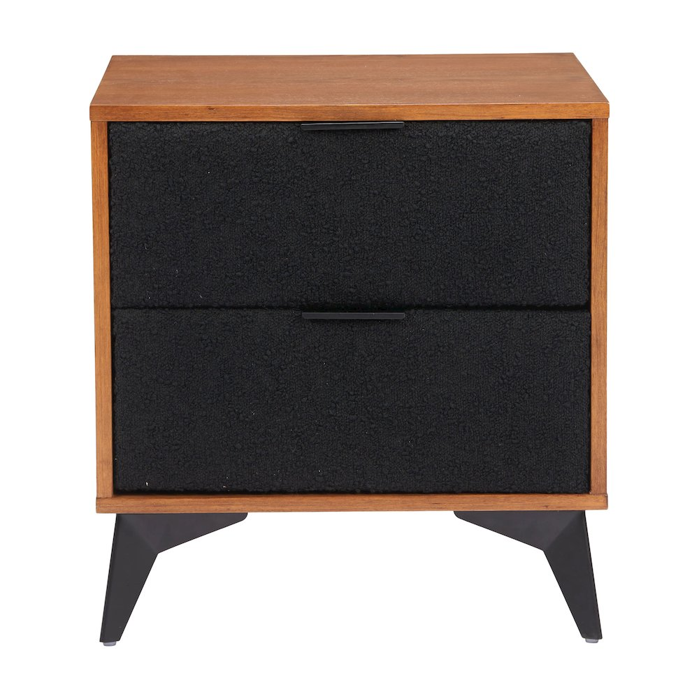 Start2Finish Zarif nightstand in black and walnut finish, featuring a modern wooden furniture design with a drawer and sleek surface.