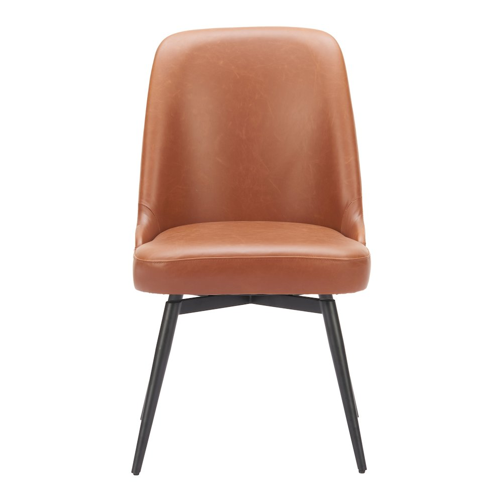 Set of two brown Keppel Swivel Dining Chairs by Start2Finish, featuring cushioned seats and modern design for dining room comfort.