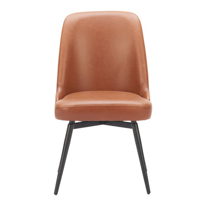 Set of two brown Keppel Swivel Dining Chairs by Start2Finish, featuring cushioned seats and modern design for dining room comfort.