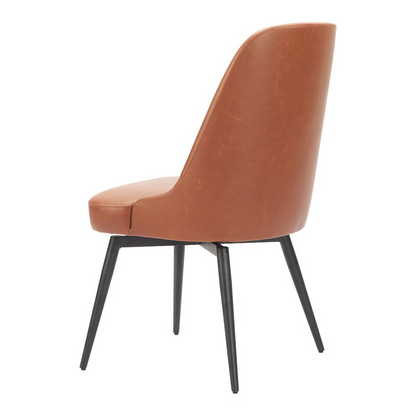 Set of two brown Keppel Swivel Dining Chairs by Start2Finish, showcasing modern furniture with padded seats and sleek design.