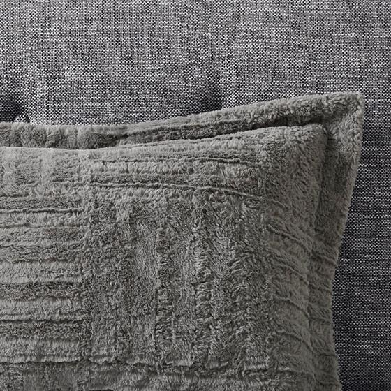 Start2Finish Arctic Fur Down Alternative Comforter Mini Set in grey, soft plush bedding with matching pillow shams.