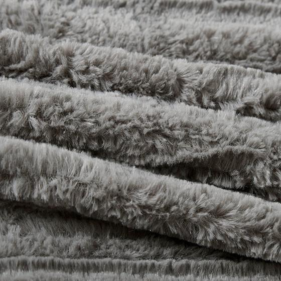 Start2Finish Arctic Fur Down Alternative Comforter Mini Set in grey, soft, cozy bedding with plush texture for restful sleep.