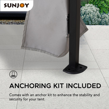 Gray 11 ft. x 11 ft. portable steel gazebo by Start2Finish with pop-up design and sturdy frame.