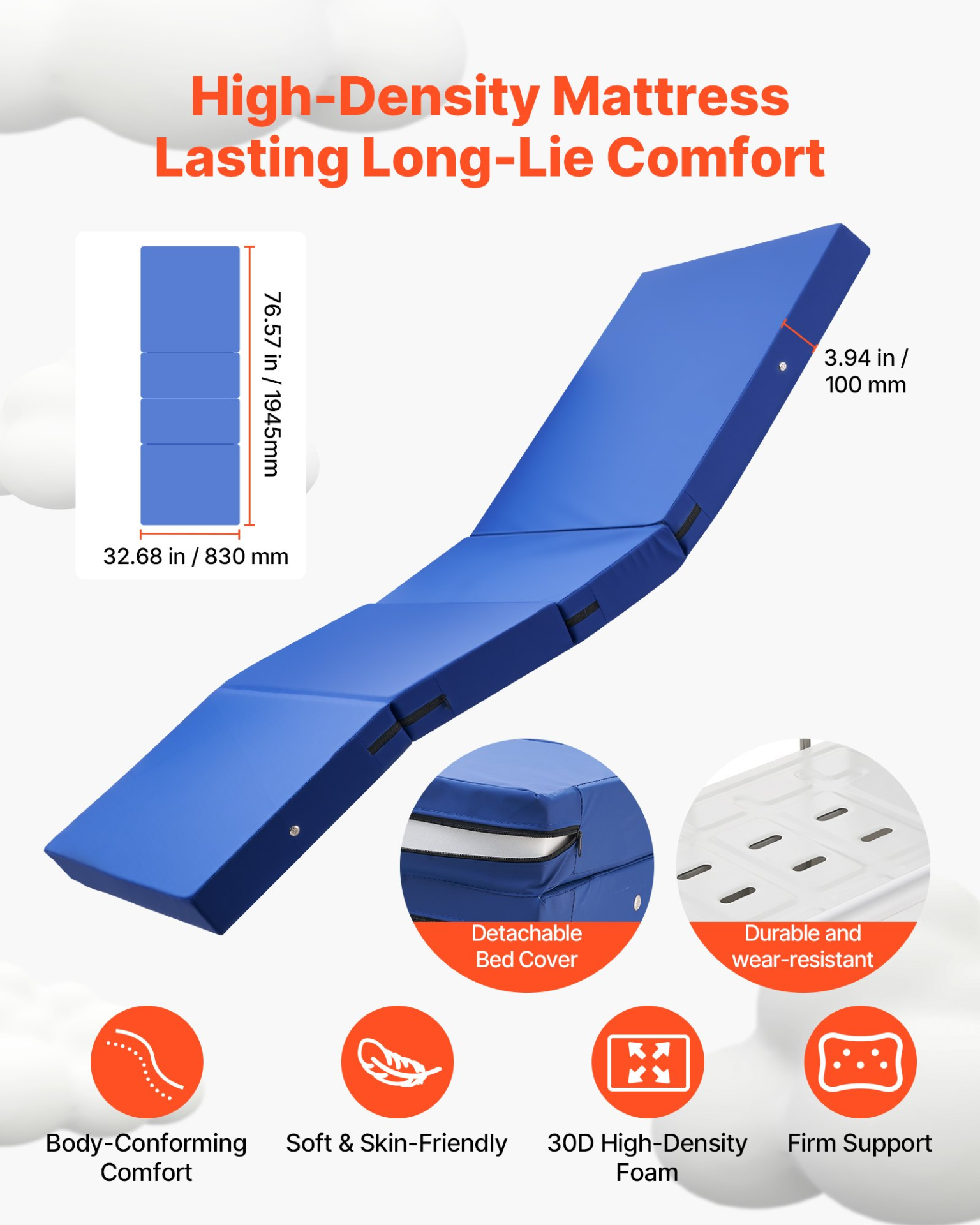 Start2Finish VEVOR electric hospital bed with backrest, legrest, height adjustment, locking casters, and high-density mattress.