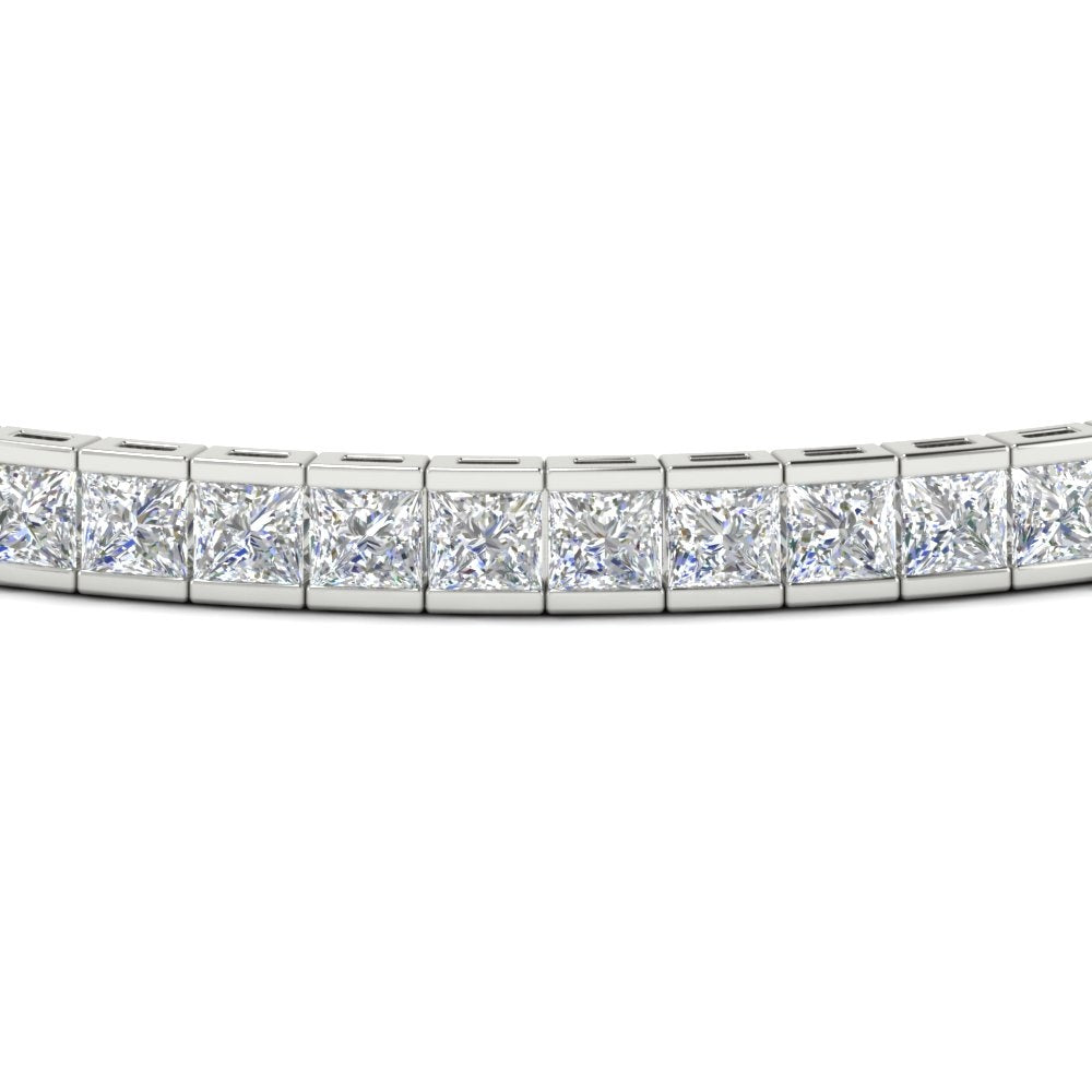 Start2Finish 6.00 CTW created moissanite princess cut tennis bracelet in 14K gold over sterling silver, showcasing sparkling gemstones.