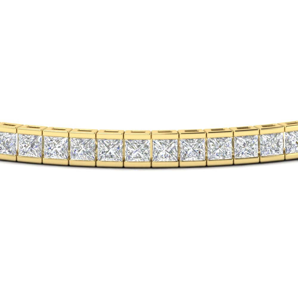 Start2Finish 6.00 CTW created moissanite princess cut half bezel tennis bracelet in 14K gold over sterling silver.
