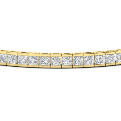 Start2Finish 6.00 CTW created moissanite princess cut half bezel tennis bracelet in 14K gold over sterling silver.