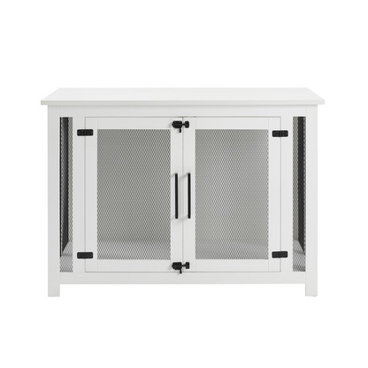 Start2Finish Dane Credenza Dog Crate in wood finish, stylish furniture piece with a spacious interior for pet comfort.