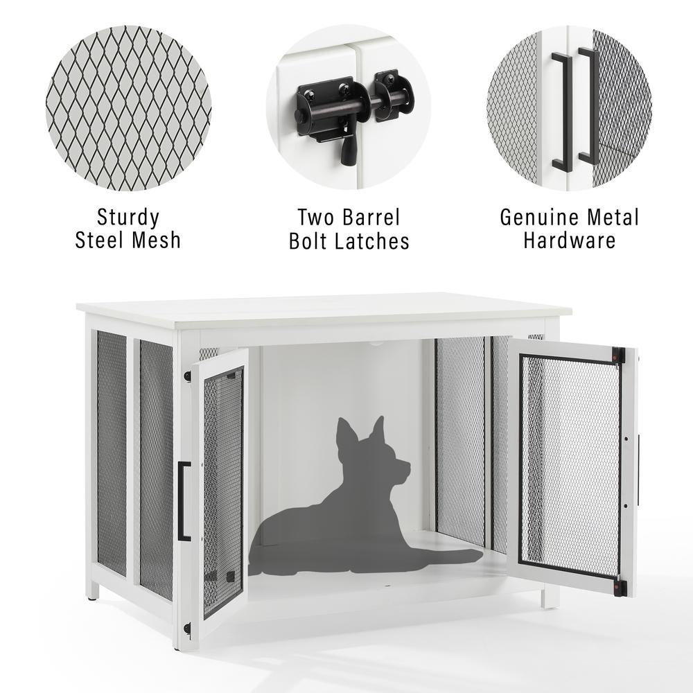 Start2Finish Dane Credenza Dog Crate with wooden finish, featuring metal bars and a sleek, modern design for pet safety and style.