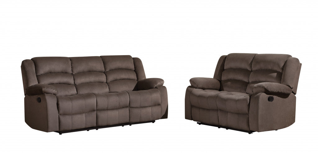 Contemporary 120-inch brown fabric sofa set by Jade, showing plush cushioned seating and modern furniture design.