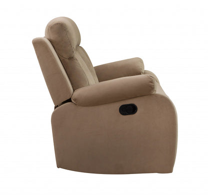 Modern beige fabric sofa by Jade, 40 inches wide, featuring a sleek, contemporary design with plush cushions for stylish comfort.