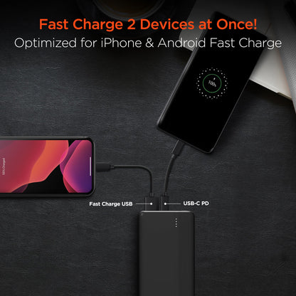 Sky Iapetus HyperGear 10,000mAh power bank with 20W PD and USB ports for mobile and laptop charging.