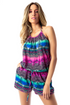 Red Medusa Navagio Cover Up Romper in lightweight activewear fabric, featuring a relaxed fit and stylish design for beach or casual wear.