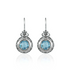 Silver drop earrings with blue topaz gemstones and intricate filigree floral design for women, elegant jewelry by Start2Finish.