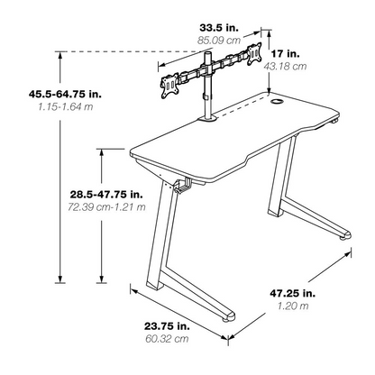 Start2Finish Arena 1337 Battlestation gaming desk with sleek black finish and spacious surface for gaming setup and accessories.
