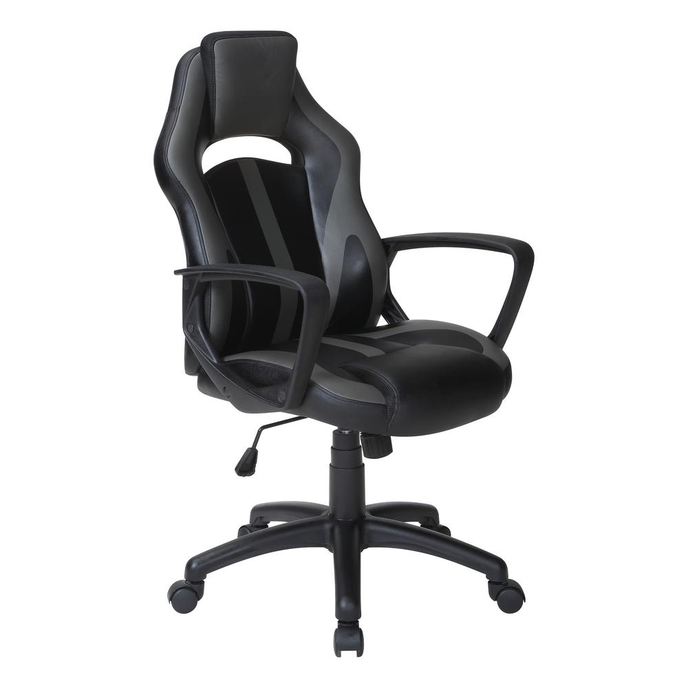 Influx gaming chair by Start2Finish with ergonomic design, adjustable armrests, and black and red upholstery for comfortable gaming.