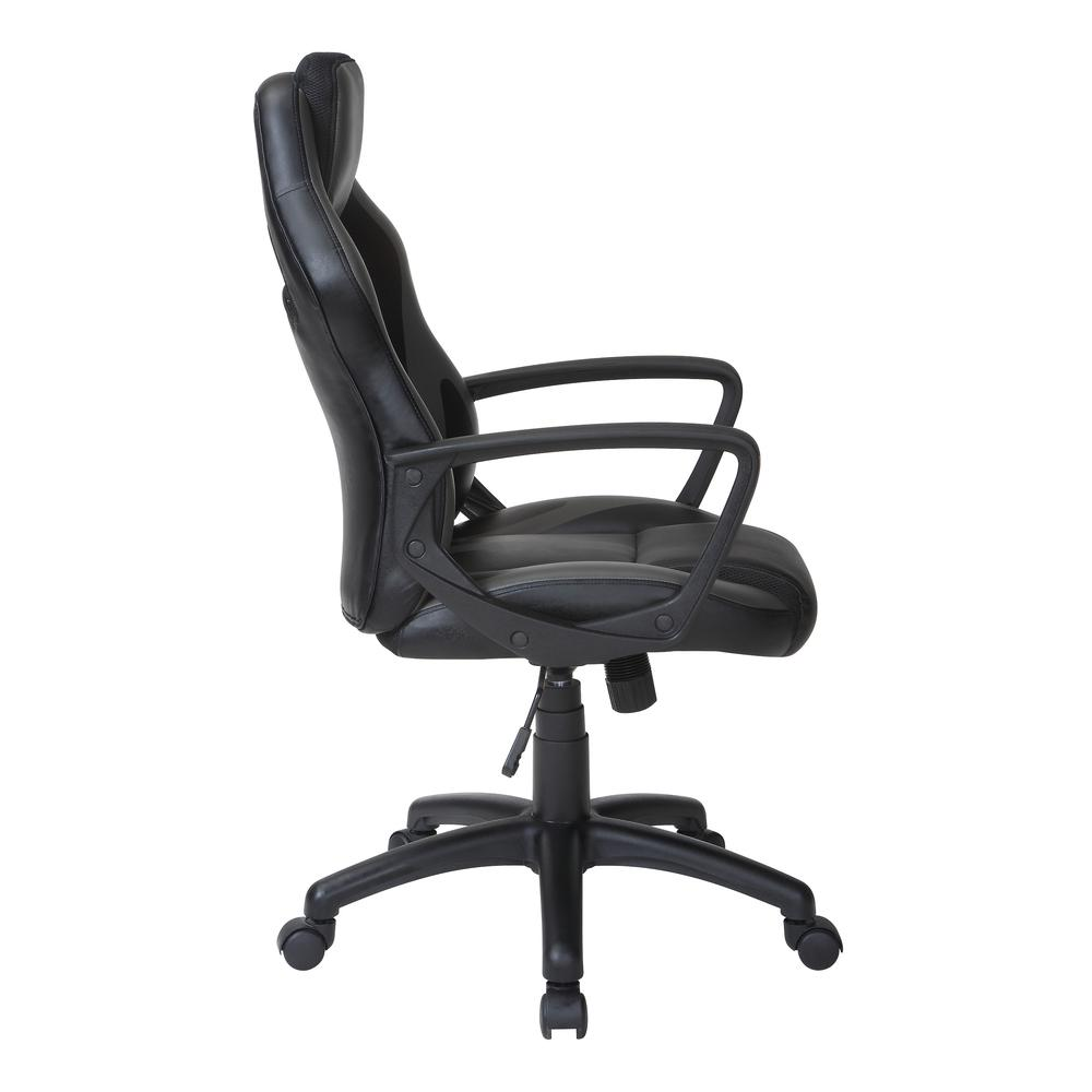 Start2Finish Influx gaming chair with ergonomic design, adjustable armrests, and vibrant black and red upholstery.