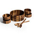 Azure Lily 7-piece extra large salad bowl set with serving utensils, perfect for family gatherings and outdoor dining.