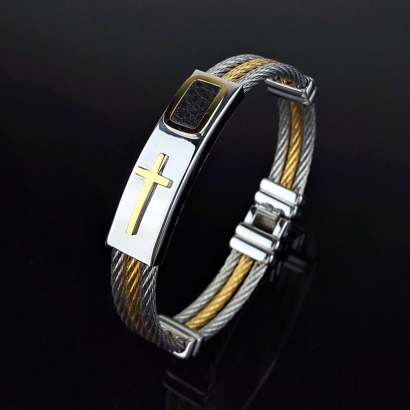 Fuchsia Molly titanium wire bracelet with sleek, minimalist design and polished finish, worn on a wrist.