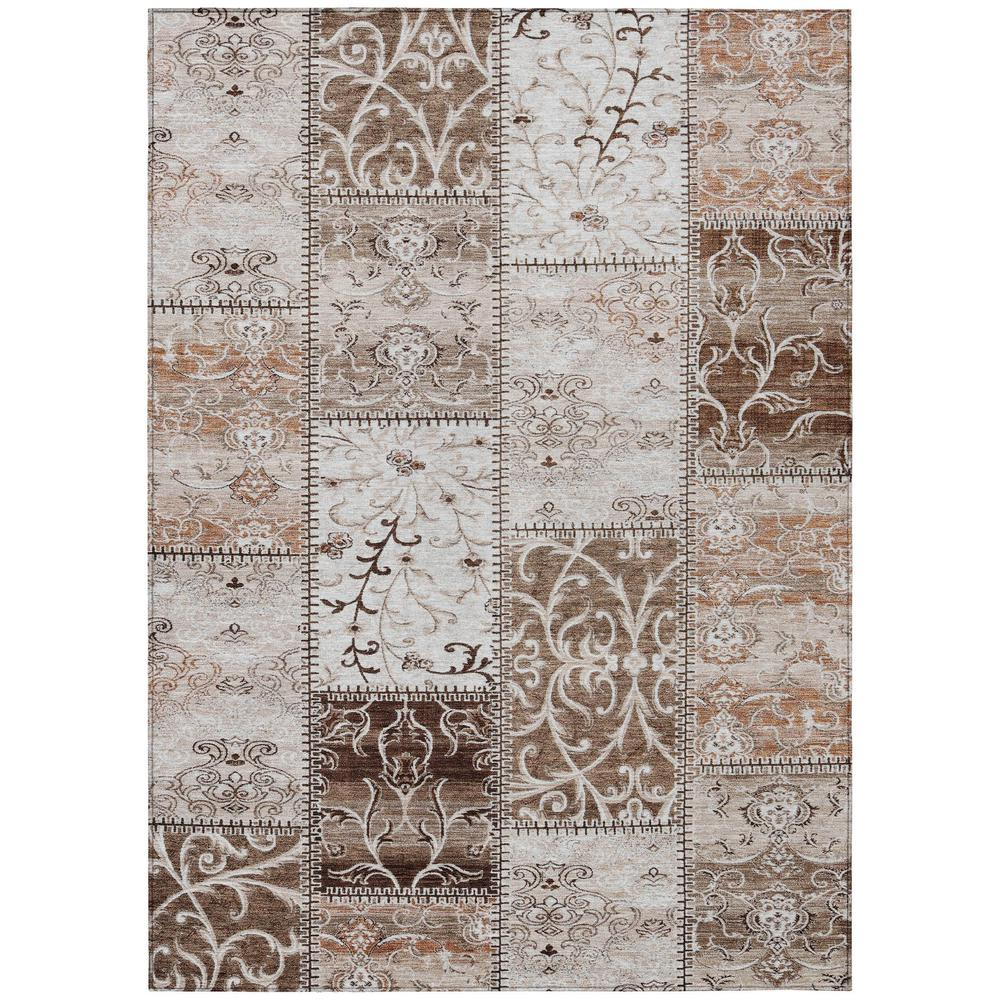 Start2Finish Chantille ACN566 brown 9x12 rug with intricate pattern, soft texture, and plush appearance on a neutral floor.