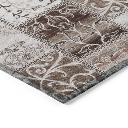 Start2Finish Chantille ACN566 brown 9x12 rug with intricate pattern, soft texture, and durable construction for living room decor.