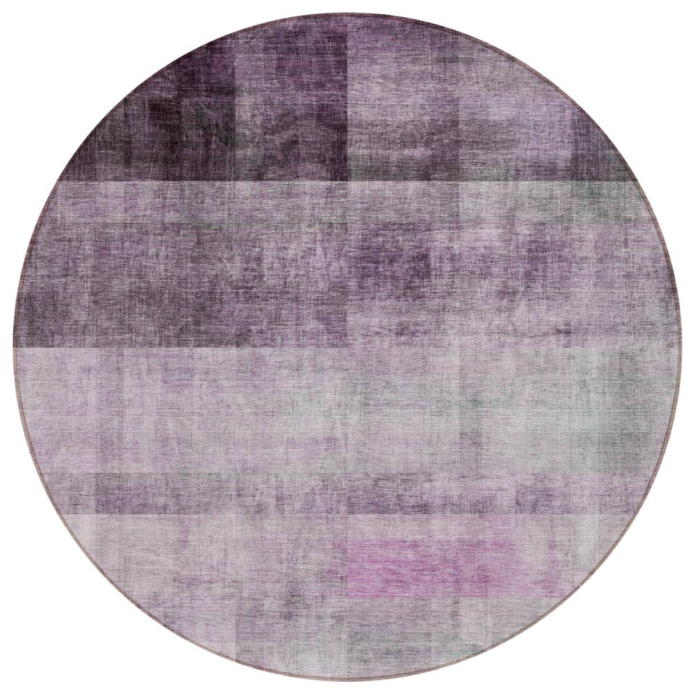 Start2Finish Chantille ACN568 purple 8x8 rug with intricate pattern and plush texture, suitable for living rooms or bedrooms.