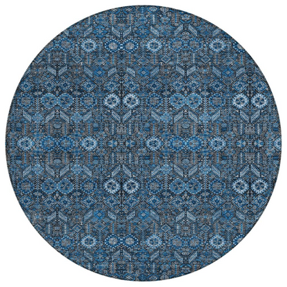 Start2Finish blue Chantille ACN574 8x8 rug with soft, plush texture and intricate pattern for stylish home decor.