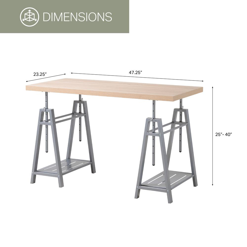 Kyndall Laine Select Model KYLN22 adjustable height desk with metal base, showcasing a modern workspace setup.