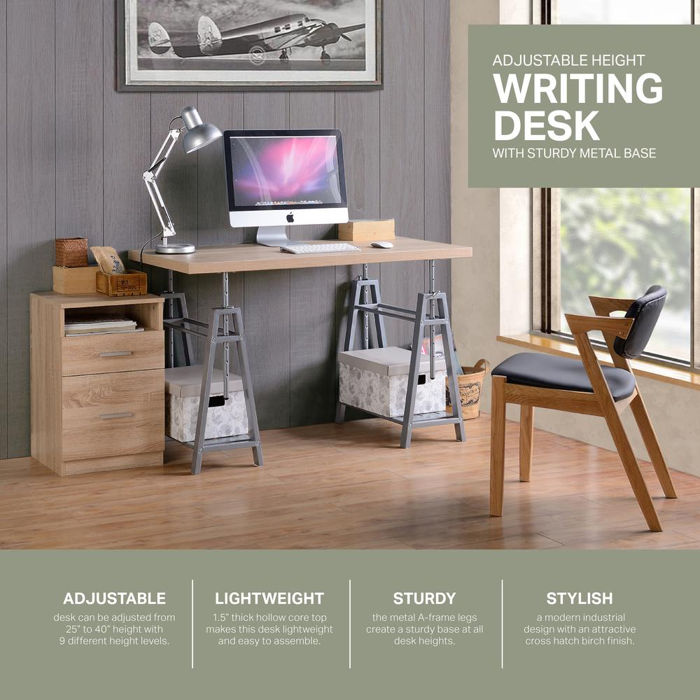 Kyndall Laine Select Model KYLN22 variable height desk with metal base, showing adjustable height mechanism and sleek workspace design.