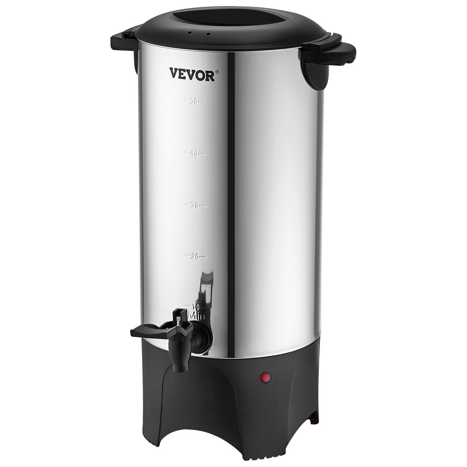 Start2Finish VEVOR commercial coffee urn in stainless steel, 50-cup capacity, large electric coffee dispenser with silver finish
