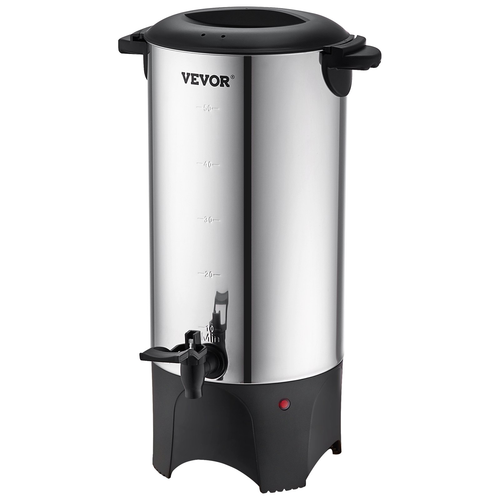 Start2Finish VEVOR commercial coffee urn in stainless steel, 50-cup capacity, large electric coffee dispenser with silver finish