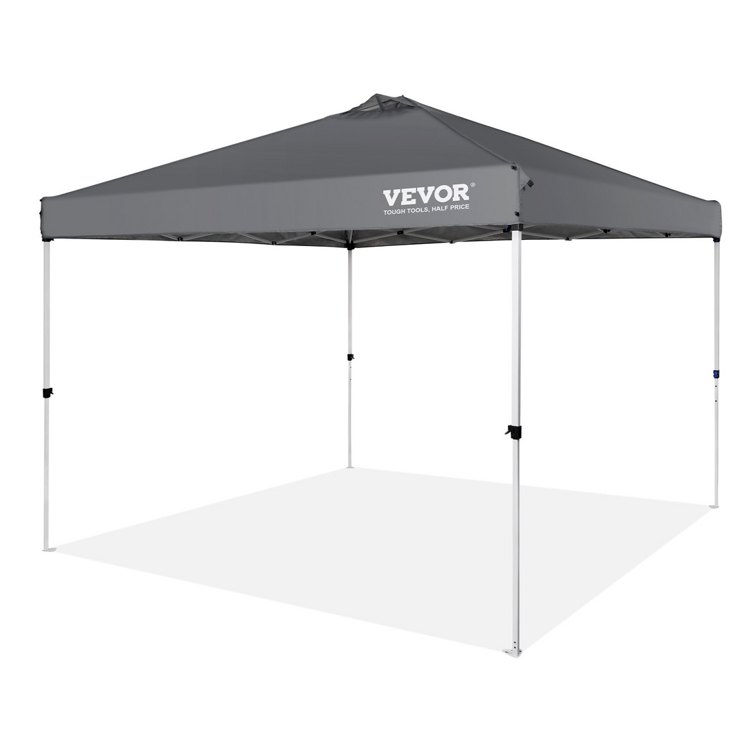 Start2Finish VEVOR 10x10 ft pop-up canopy tent with silver-coated tarp, roller bag, and sandbags for outdoor events and camping.