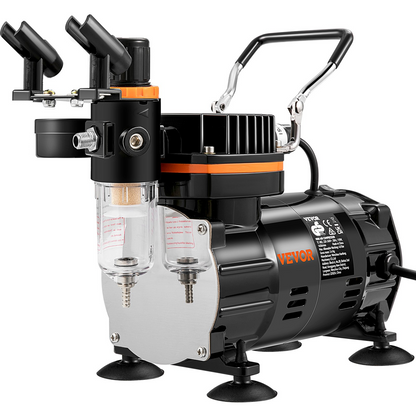 Start2Finish VEVOR airbrush kit with compressor, dual-action gravity feed system for art, nails, cookies, and tattoos.