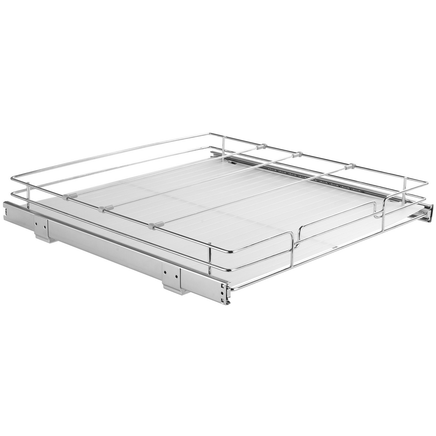 Start2Finish VEVOR pull-out cabinet organizer with steel slide-out shelves for kitchen storage, measures 21.5x21x3.5 inches