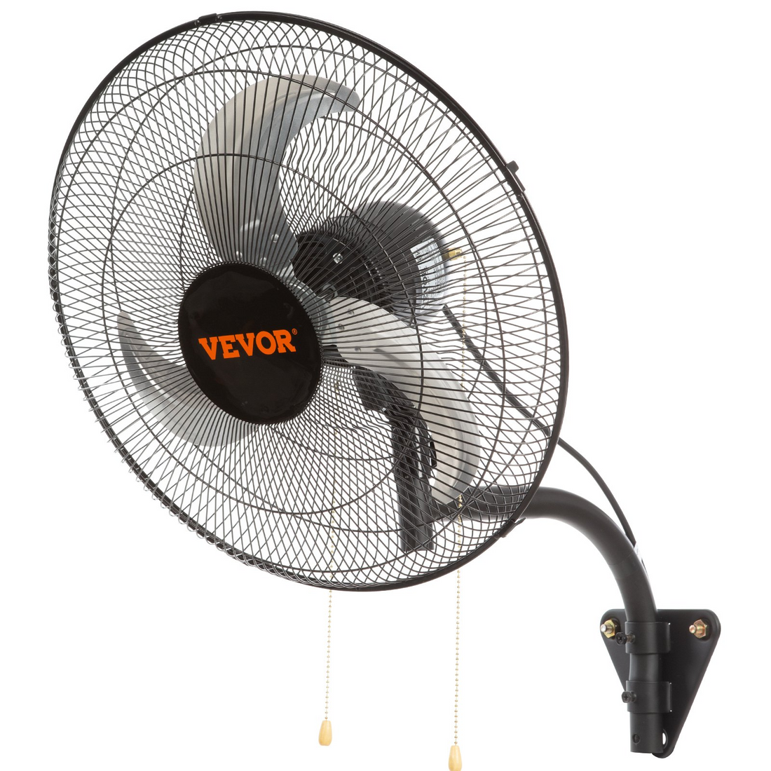 Start2Finish 18-inch black VEVOR wall mount fan with 3-speed oscillating industrial design, high velocity airflow for commercial or residential use.