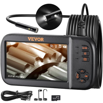 Start2Finish VEVOR Borescope Camera with triple lenses, 4.5-inch screen, 1080P, 10 LED lights, waterproof drain inspection tool