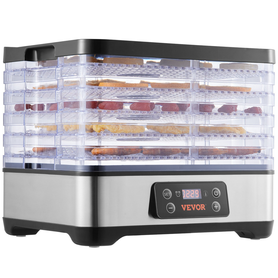 Start2Finish VEVOR 5-tray food dehydrator machine with digital timer and adjustable temperature for drying fruit, jerky, herbs, and more.