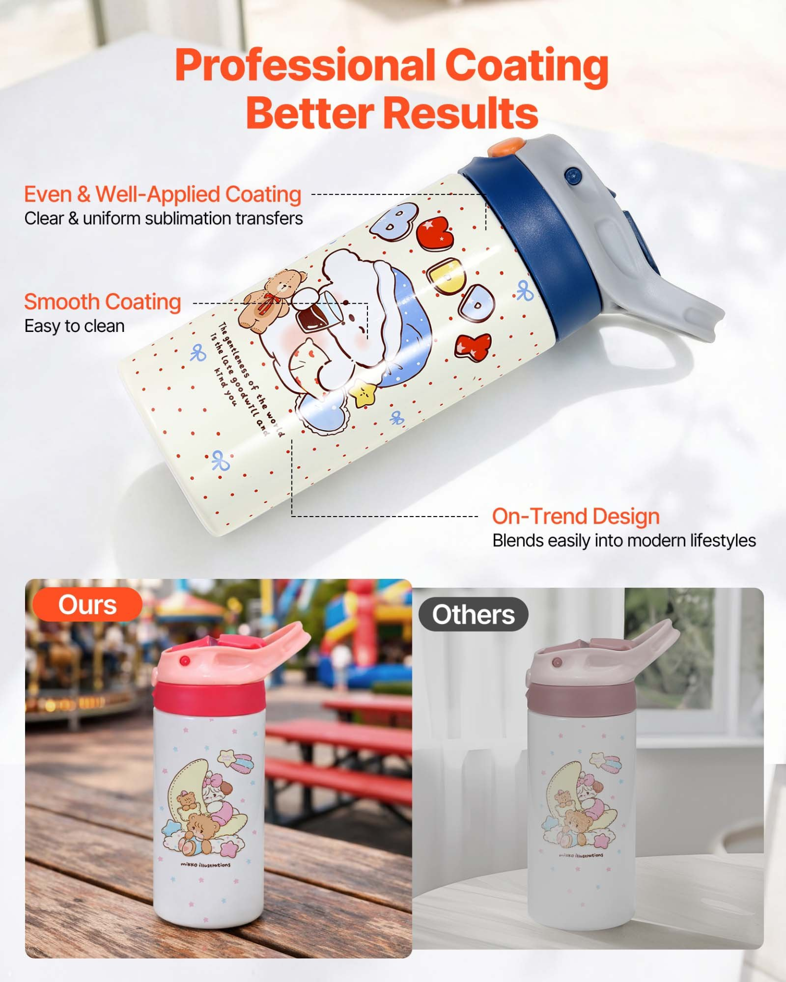 Start2Finish VEVOR 12 oz kids sublimation tumblers, stainless steel with lids and straws, double wall insulated for DIY customization.