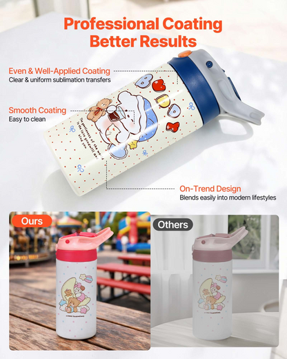 Start2Finish VEVOR 12 oz kids sublimation tumblers, stainless steel with lids and straws, double wall insulated for DIY customization.