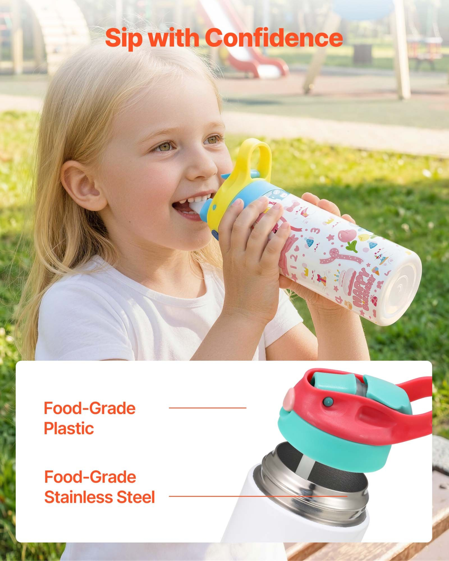 Start2Finish VEVOR 12 oz stainless steel sublimation tumblers with lids and straws, double wall insulated water bottles for kids.