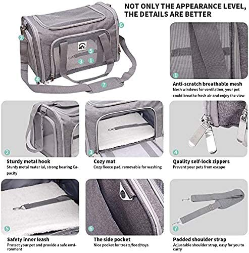 Grey Start2Finish airline approved pet carrier bag on a plain background, 20-inch size for travel with small pets.