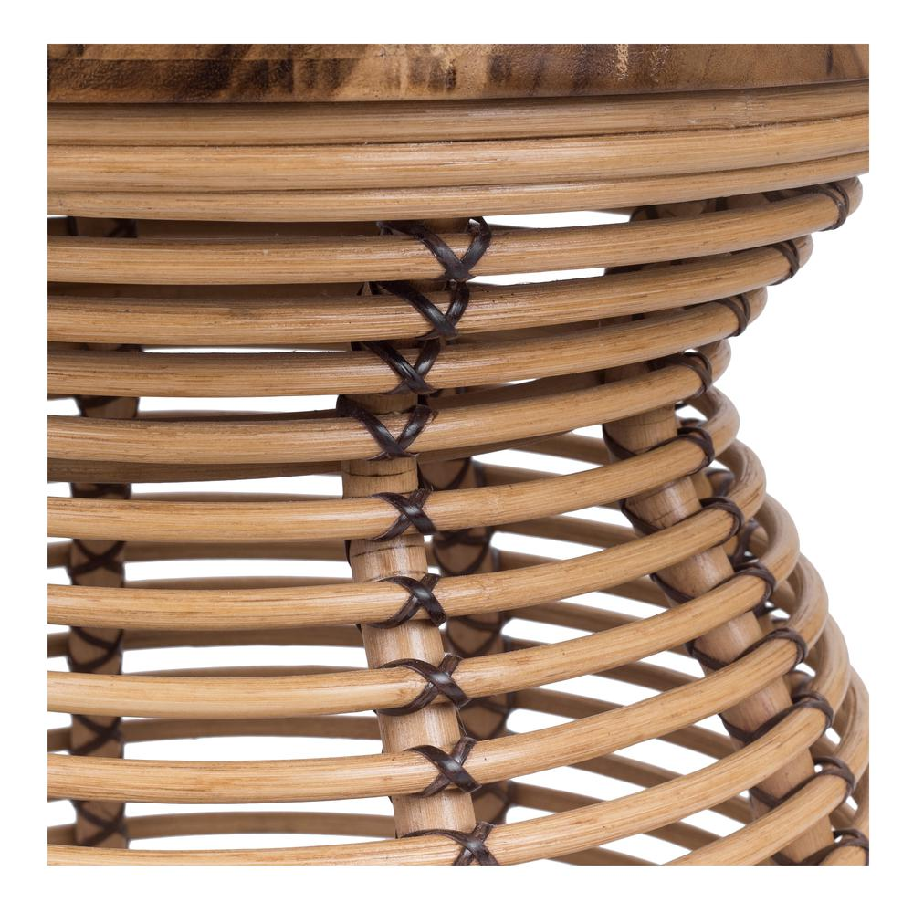 Start2Finish Quito rattan side table with wood top, showcasing woven rattan base and smooth wooden surface for stylish home decor