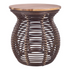 Start2Finish Quito rattan side table with wood top, featuring woven rattan sides and a smooth wooden surface for living room decor.