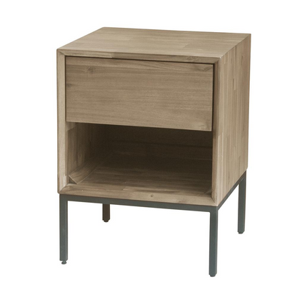 Start2Finish Hathaway nightstand with a wooden finish, featuring a single drawer and open shelf for bedroom storage.