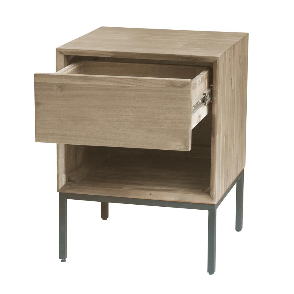 Start2Finish Hathaway nightstand with a modern wooden design, featuring a single drawer and open storage shelf.