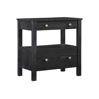 Start2Finish Delano 2 Drawer Nightstand in dark wood finish, showing sleek furniture with two spacious drawers and modern design.