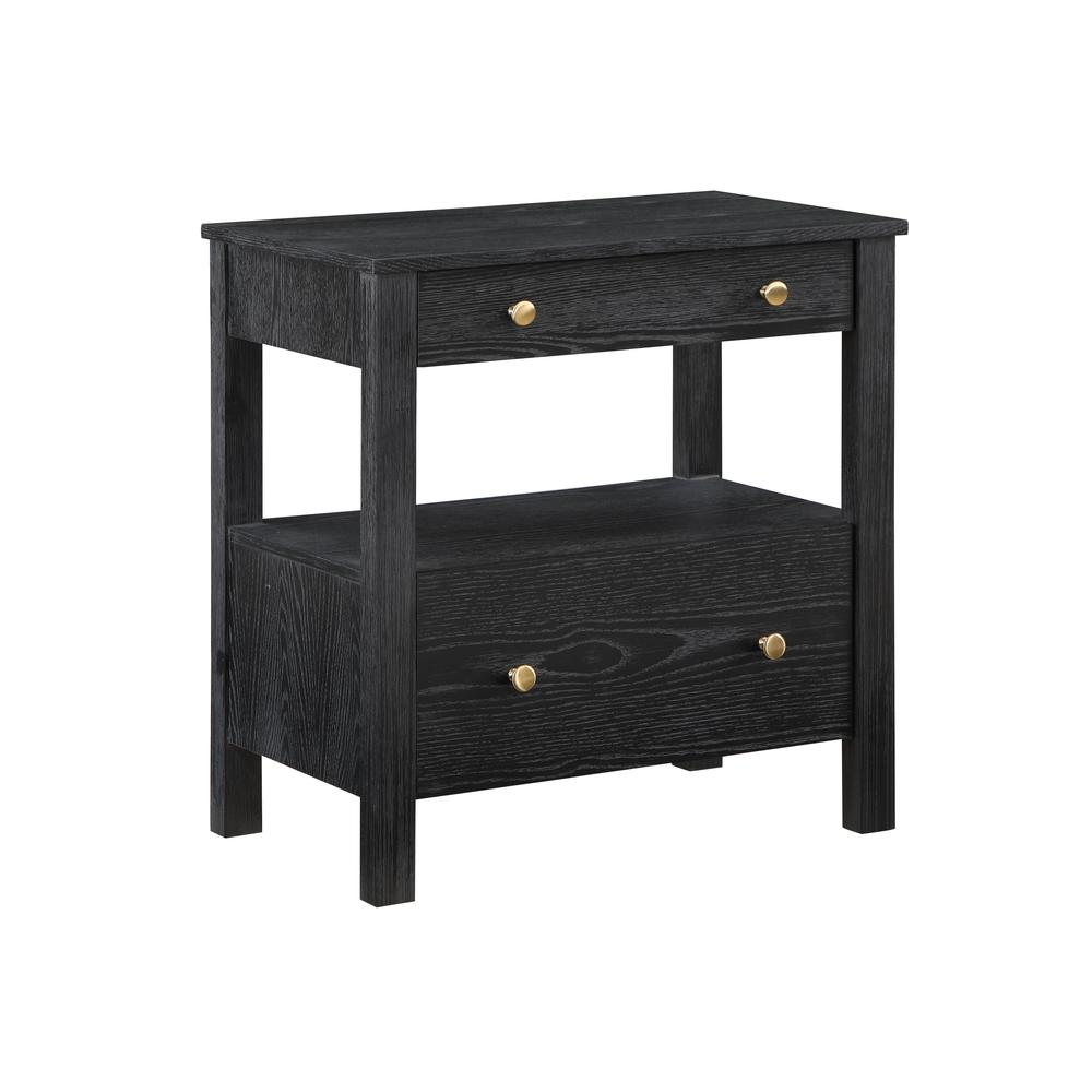 Start2Finish Delano 2 Drawer Nightstand in wood finish, showing smooth surface and sleek drawer handles.