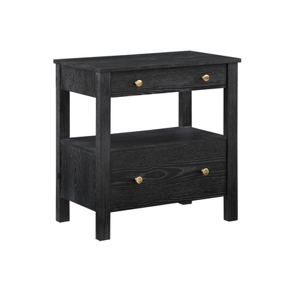 Start2Finish Delano 2 Drawer Nightstand in wood finish, showing smooth surface and sleek drawer handles.